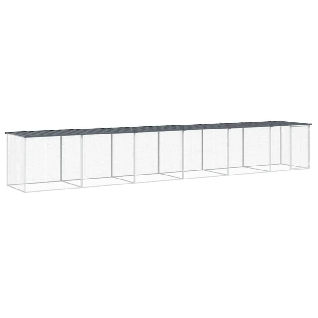 hønsebur med tag 603x98x90 cm galvaniseret stål antracitgrå