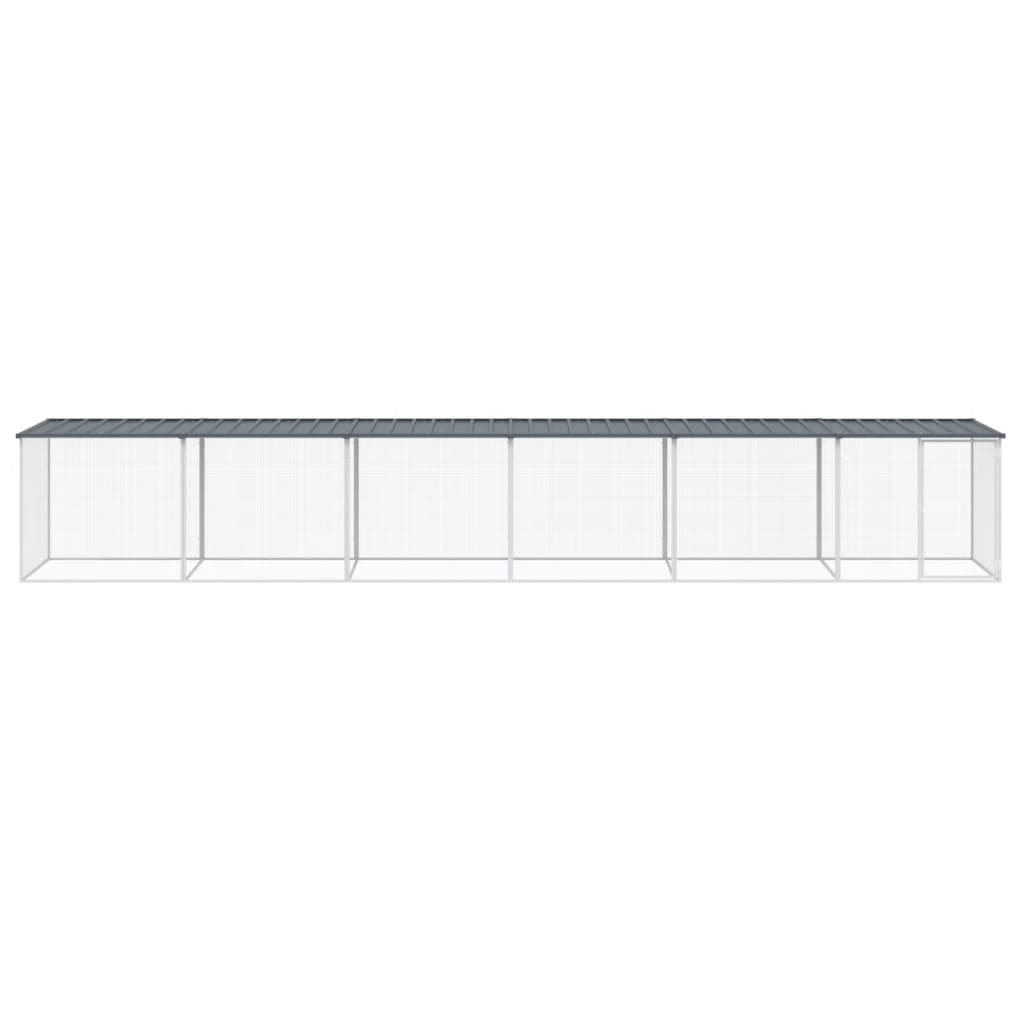 hønsebur med tag 603x98x90 cm galvaniseret stål antracitgrå