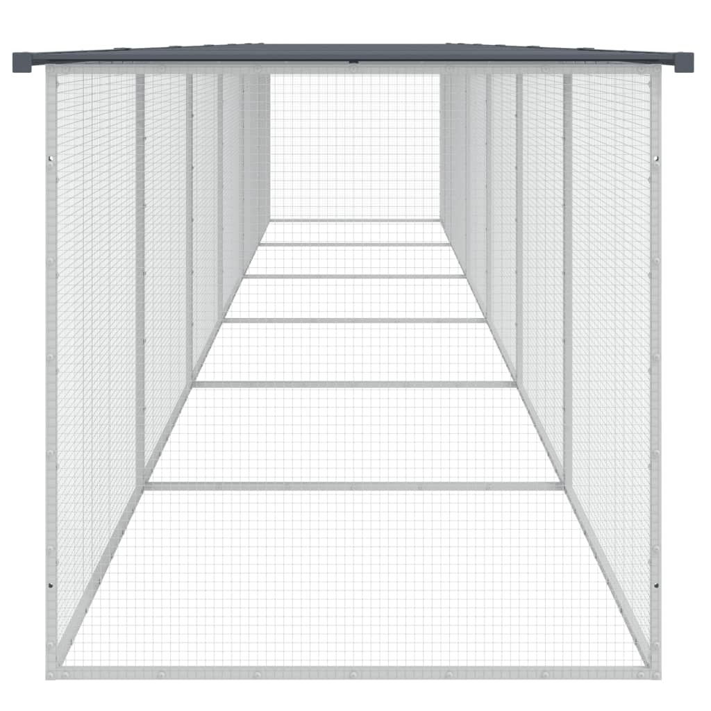 hønsebur med tag 603x98x90 cm galvaniseret stål antracitgrå