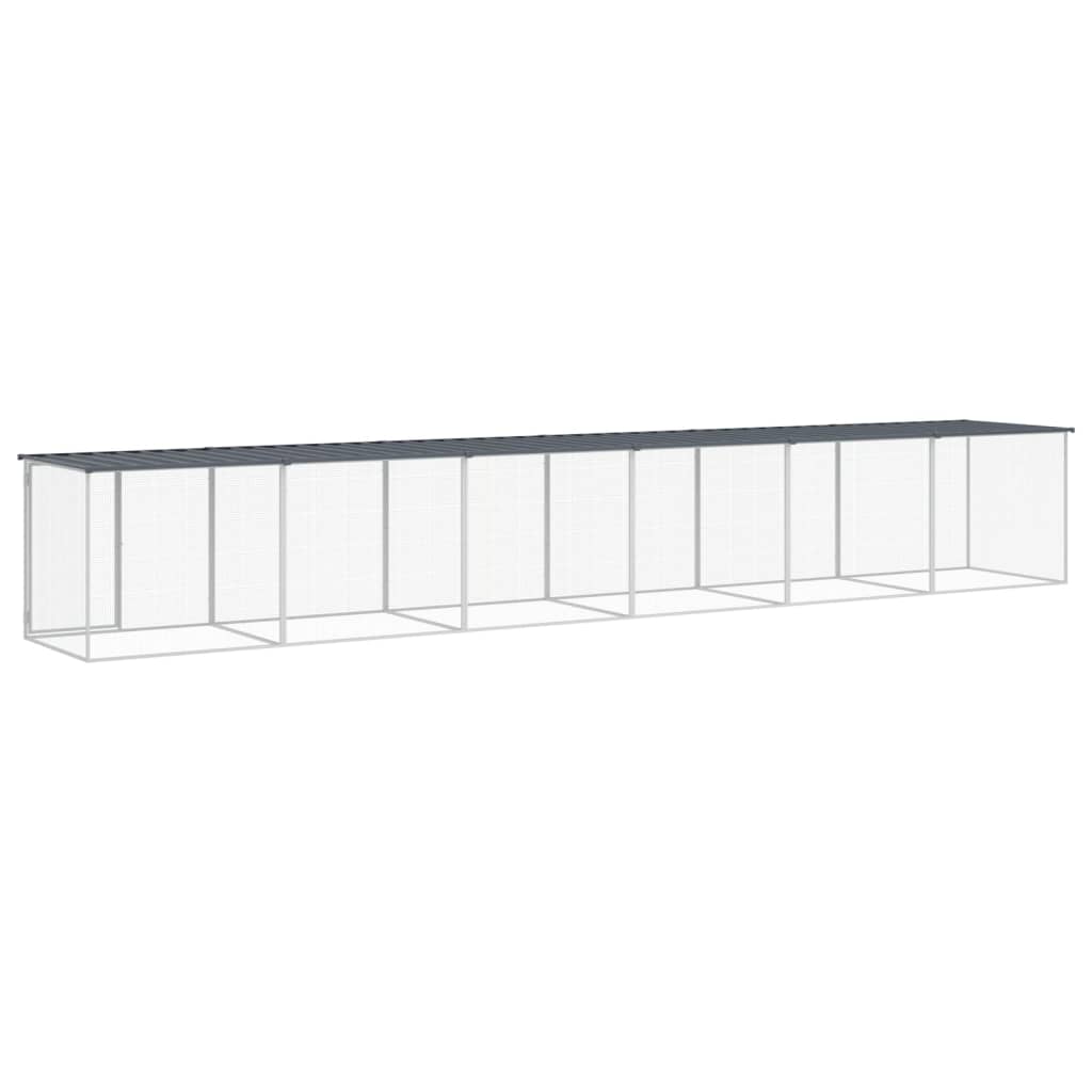 hønsebur med tag 603x98x90 cm galvaniseret stål antracitgrå