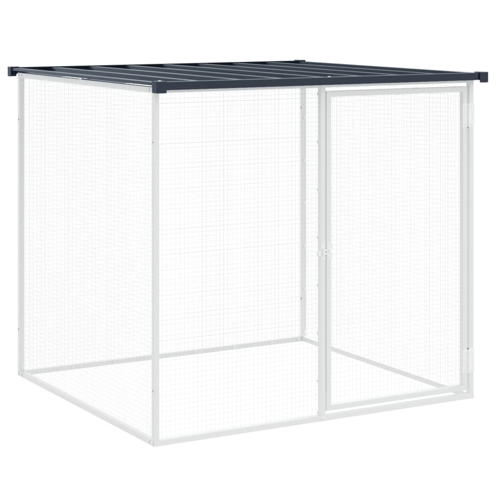 hønsebur med tag 603x98x90 cm galvaniseret stål antracitgrå