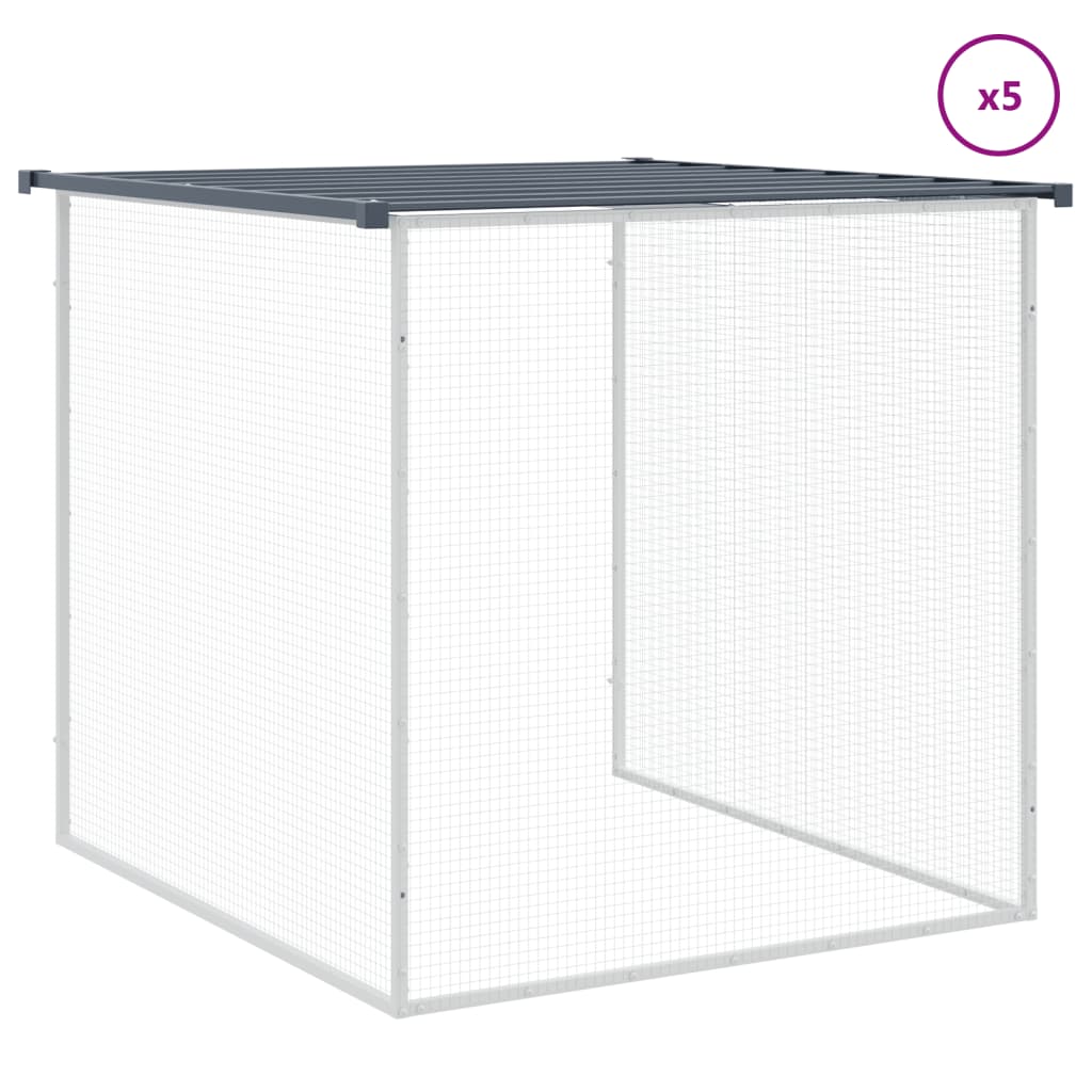 hønsebur med tag 603x98x90 cm galvaniseret stål antracitgrå