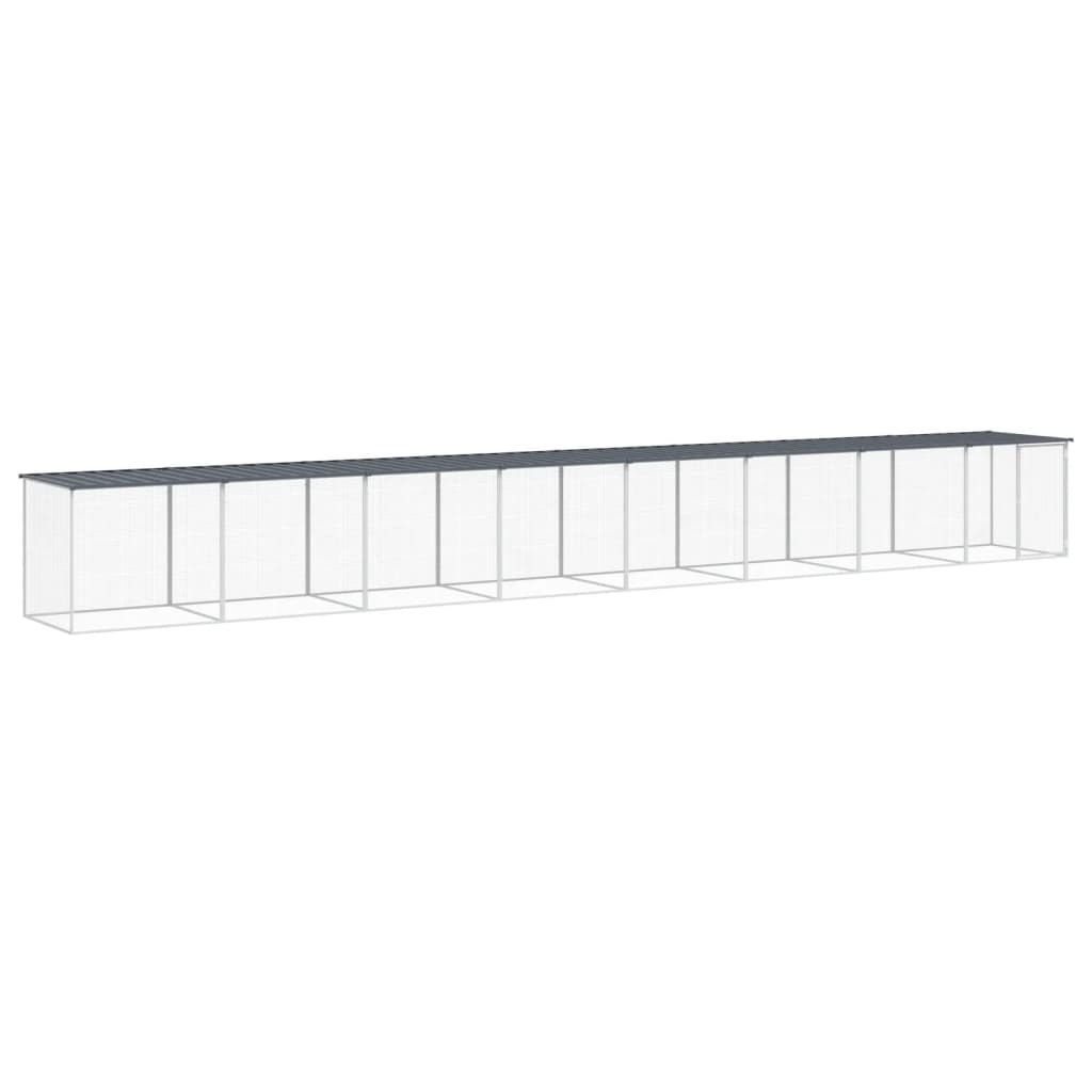 hønsebur med tag 803x98x90 cm galvaniseret stål antracitgrå
