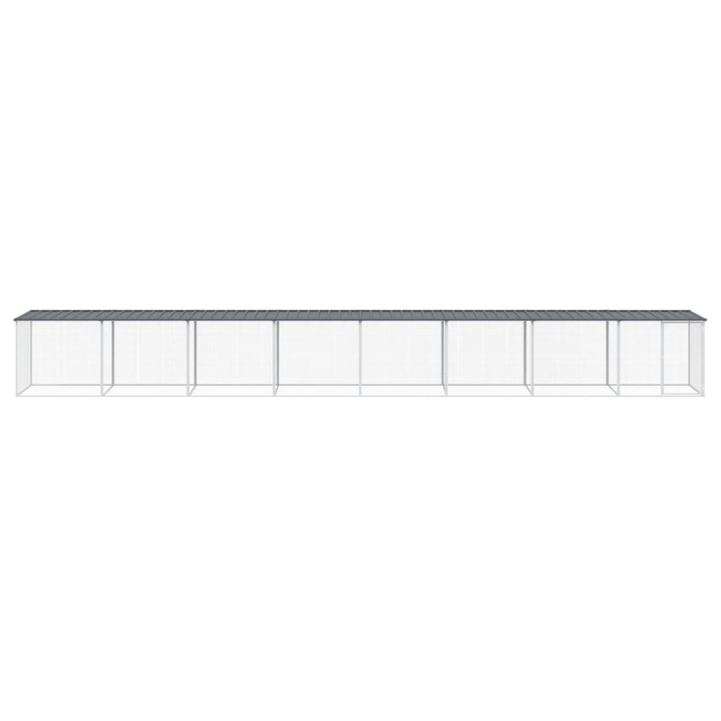 hønsebur med tag 803x98x90 cm galvaniseret stål antracitgrå