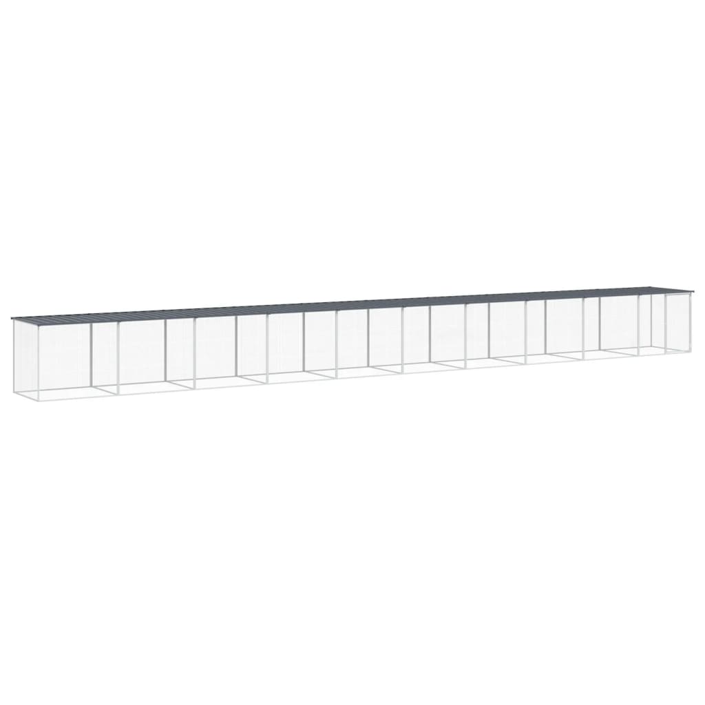 hønsebur med tag 1003x98x90 cm galvaniseret stål antracitgrå
