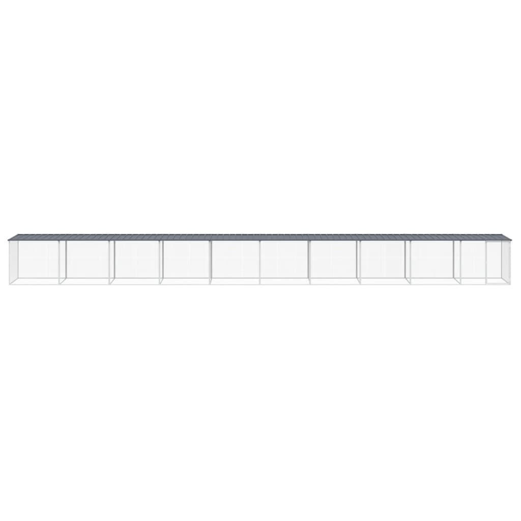 hønsebur med tag 1003x98x90 cm galvaniseret stål antracitgrå