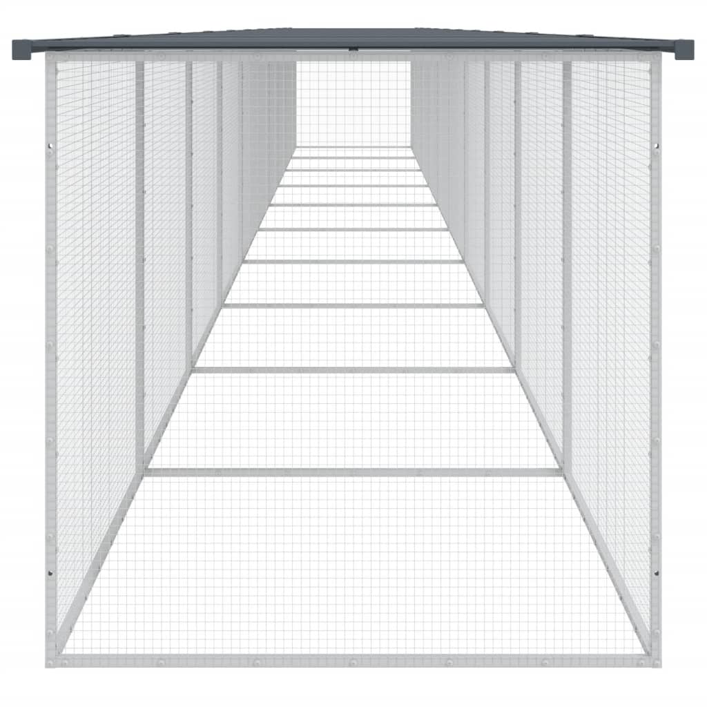 hønsebur med tag 1003x98x90 cm galvaniseret stål antracitgrå