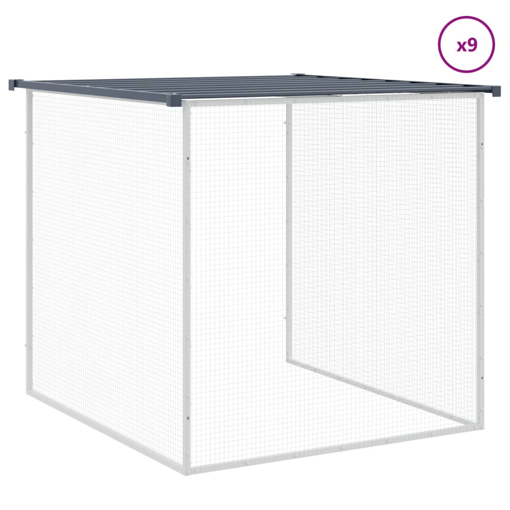 hønsebur med tag 1003x98x90 cm galvaniseret stål antracitgrå