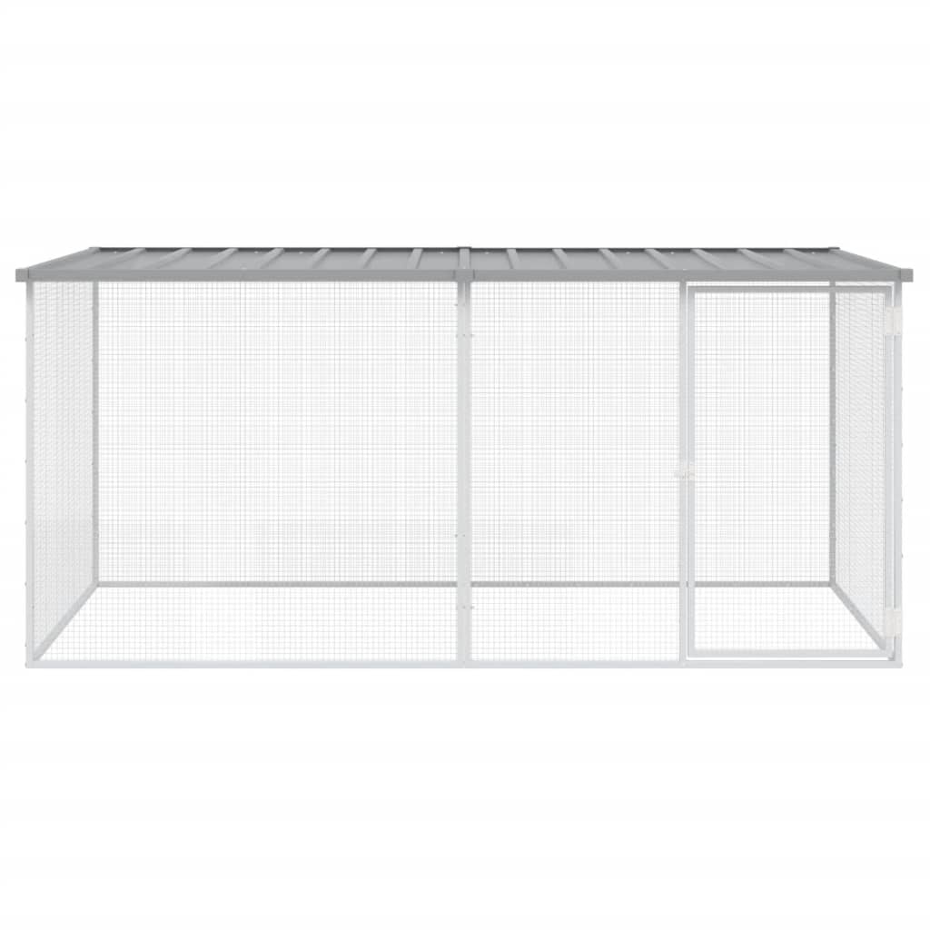 kyllingebur med tag lysegrå 203x98x90 cm galvaniseret stål