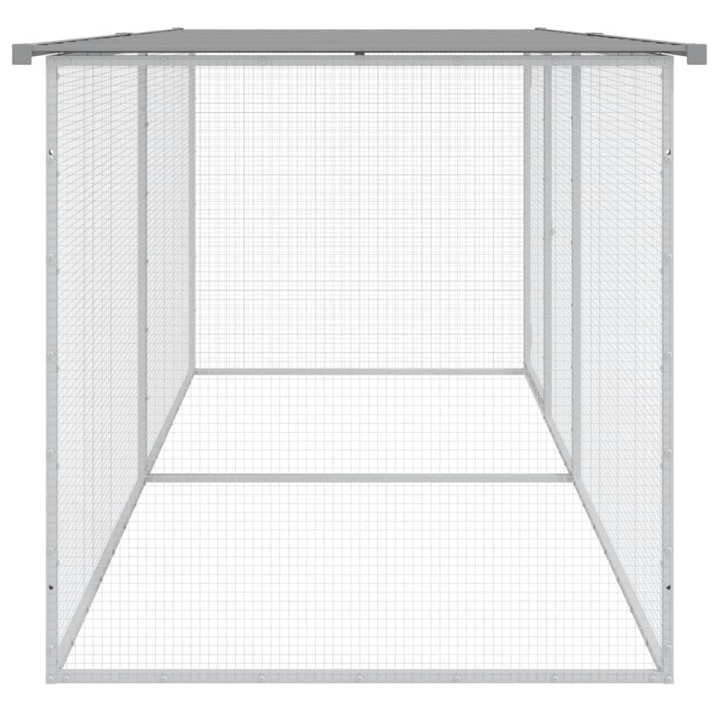 kyllingebur med tag lysegrå 203x98x90 cm galvaniseret stål