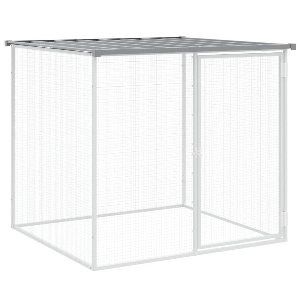 kyllingebur med tag lysegrå 203x98x90 cm galvaniseret stål