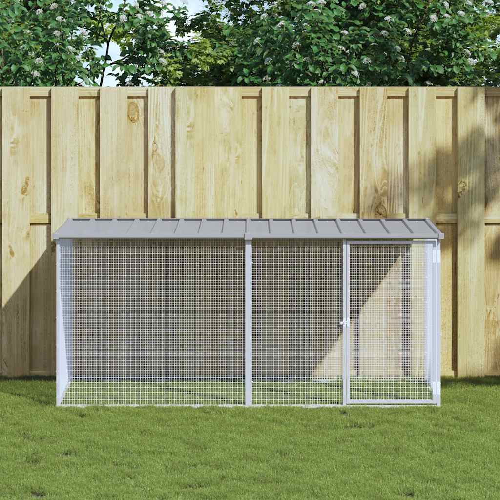 kyllingebur med tag lysegrå 203x98x90 cm galvaniseret stål