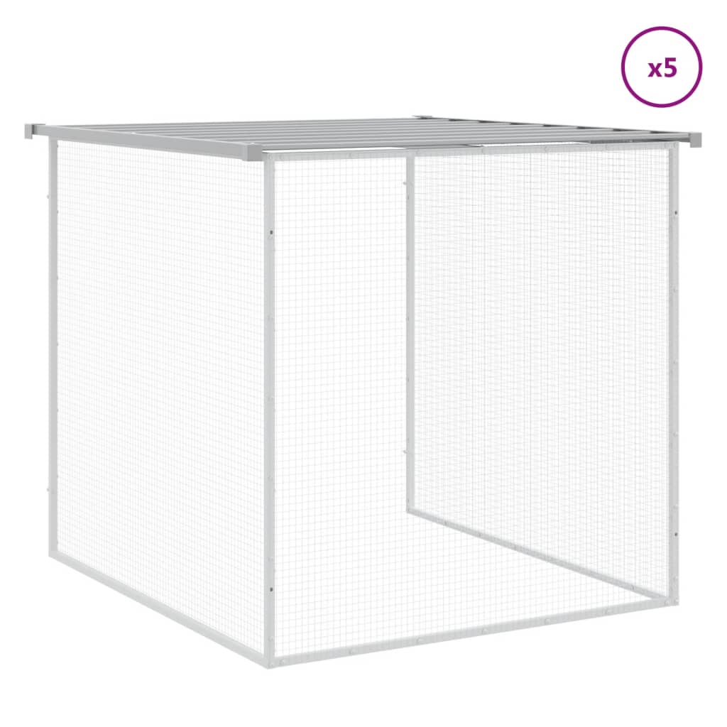 hønsebur med tag 603x98x90 cm galvaniseret stål lysegrå