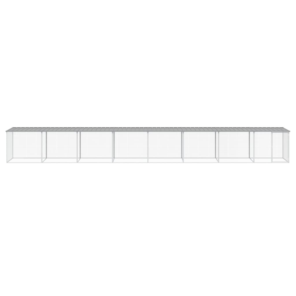 hønsebur med tag 803x98x90 cm galvaniseret stål lysegrå