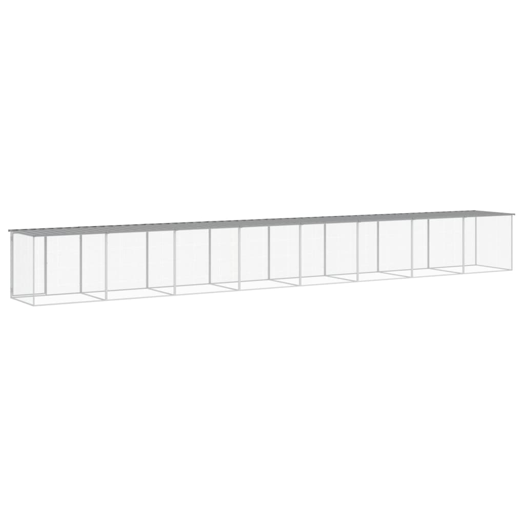 hønsebur med tag 803x98x90 cm galvaniseret stål lysegrå