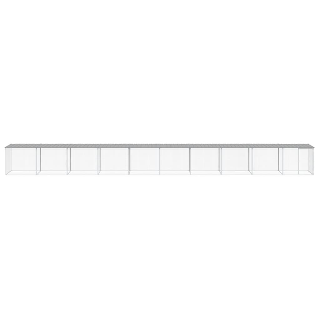 hønsebur med tag 1003x98x90 cm galvaniseret stål lysegrå