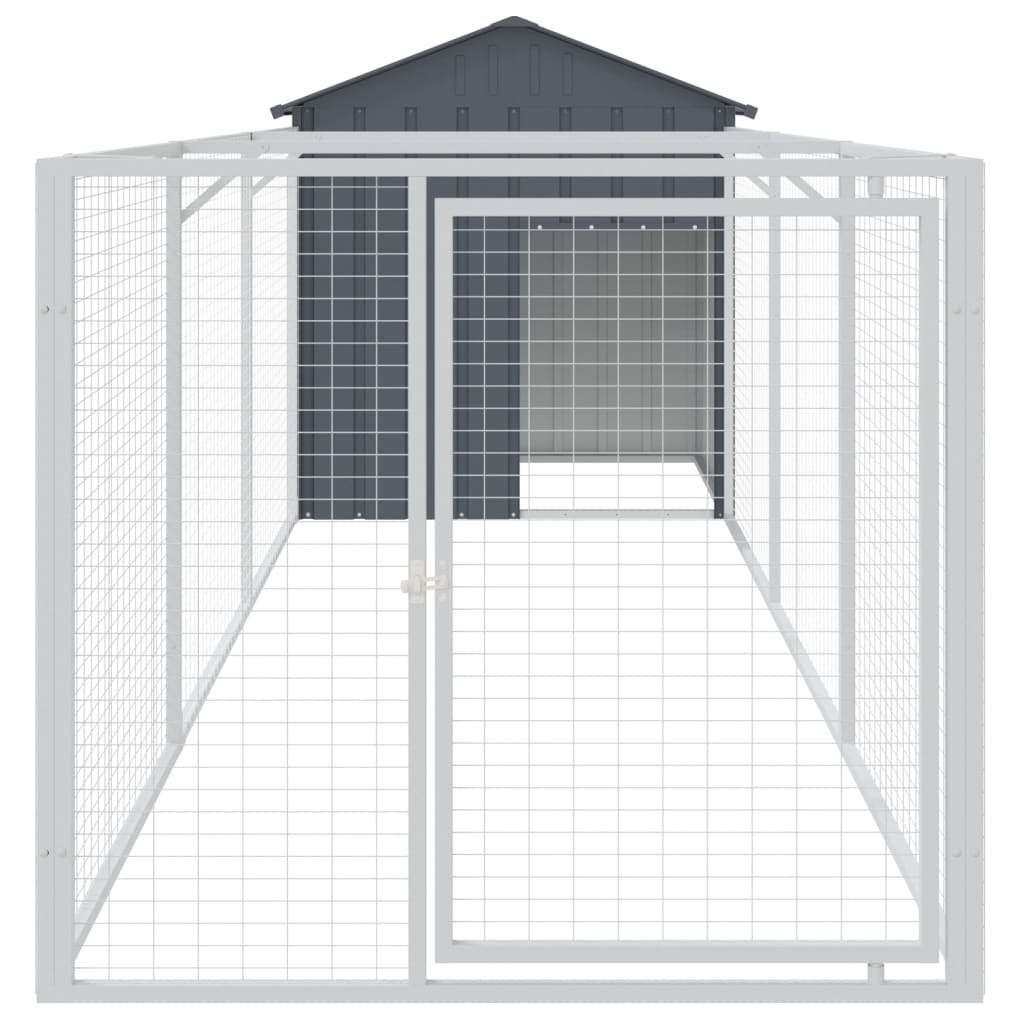 hundehus med tag 117x405x123 cm galvaniseret stål antracitgrå