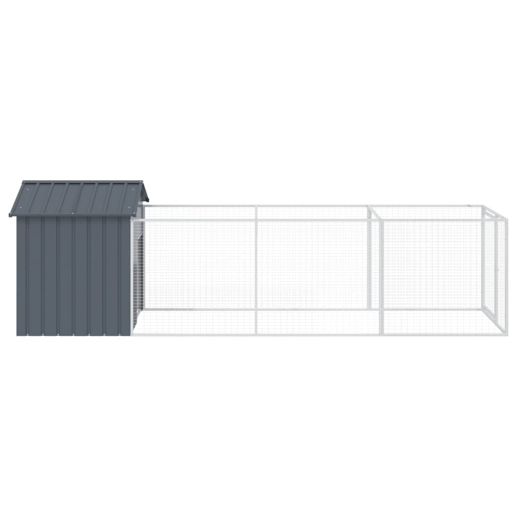 hundehus med tag 117x405x123 cm galvaniseret stål antracitgrå