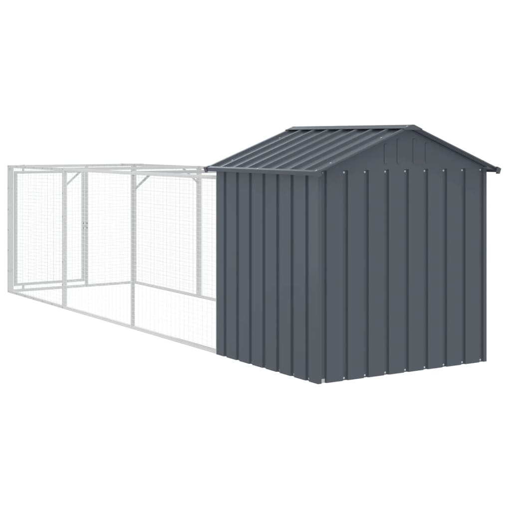 hundehus med tag 117x405x123 cm galvaniseret stål antracitgrå