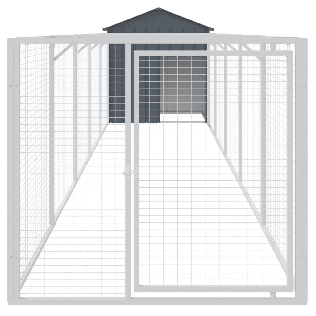 hundehus med tag 117x609x123 cm galvaniseret stål antracitgrå
