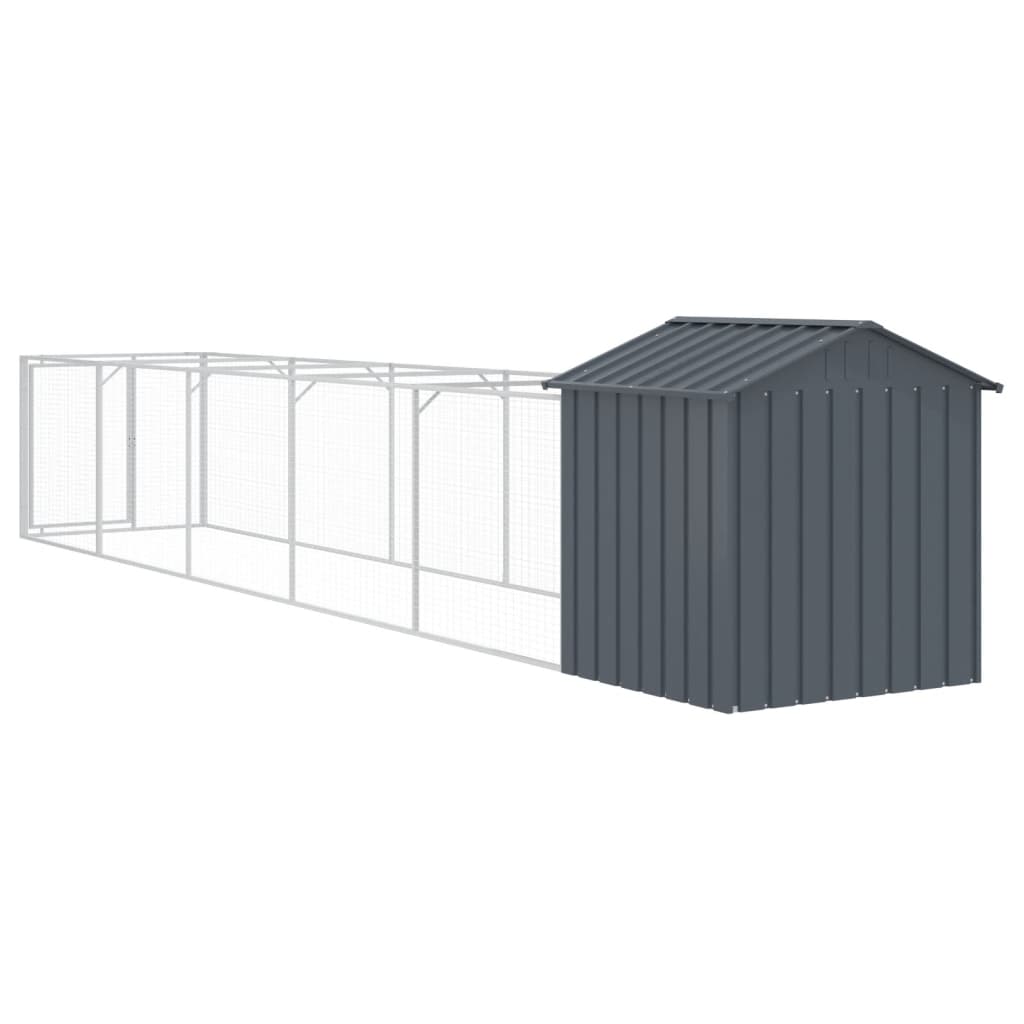 hundehus med tag 117x609x123 cm galvaniseret stål antracitgrå