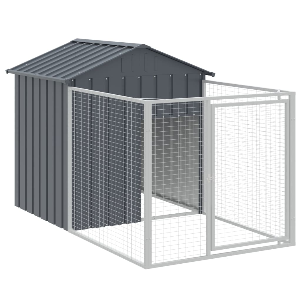 hundehus med tag 117x609x123 cm galvaniseret stål antracitgrå