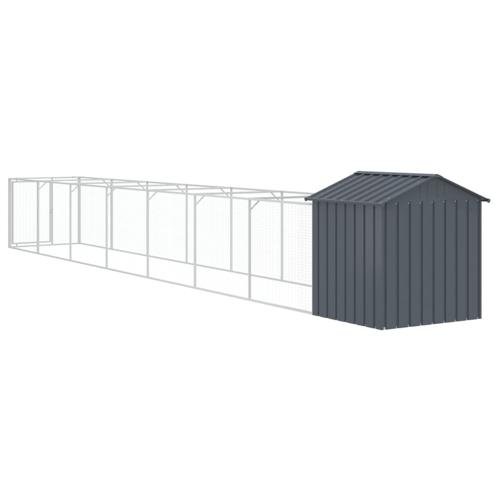 hundehus med tag 117x813x123 cm galvaniseret stål antracitgrå
