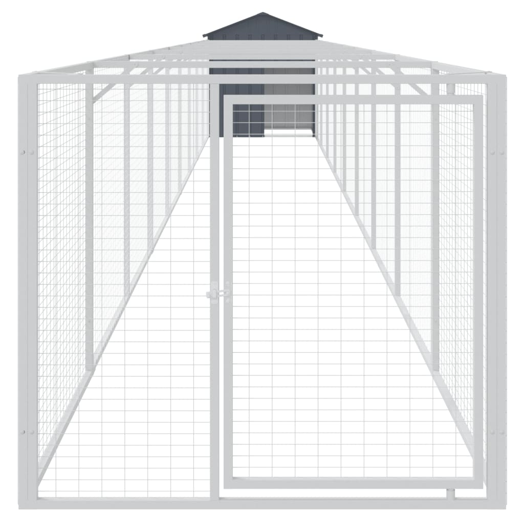 hundehus med tag 117x1017x123 cm galvaniseret stål antracitgrå