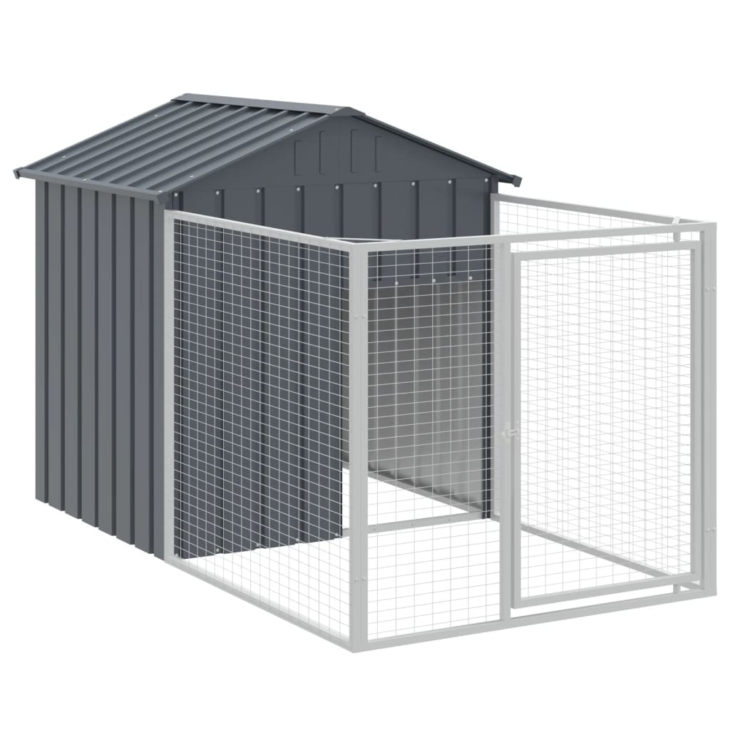 hundehus med tag 117x1017x123 cm galvaniseret stål antracitgrå