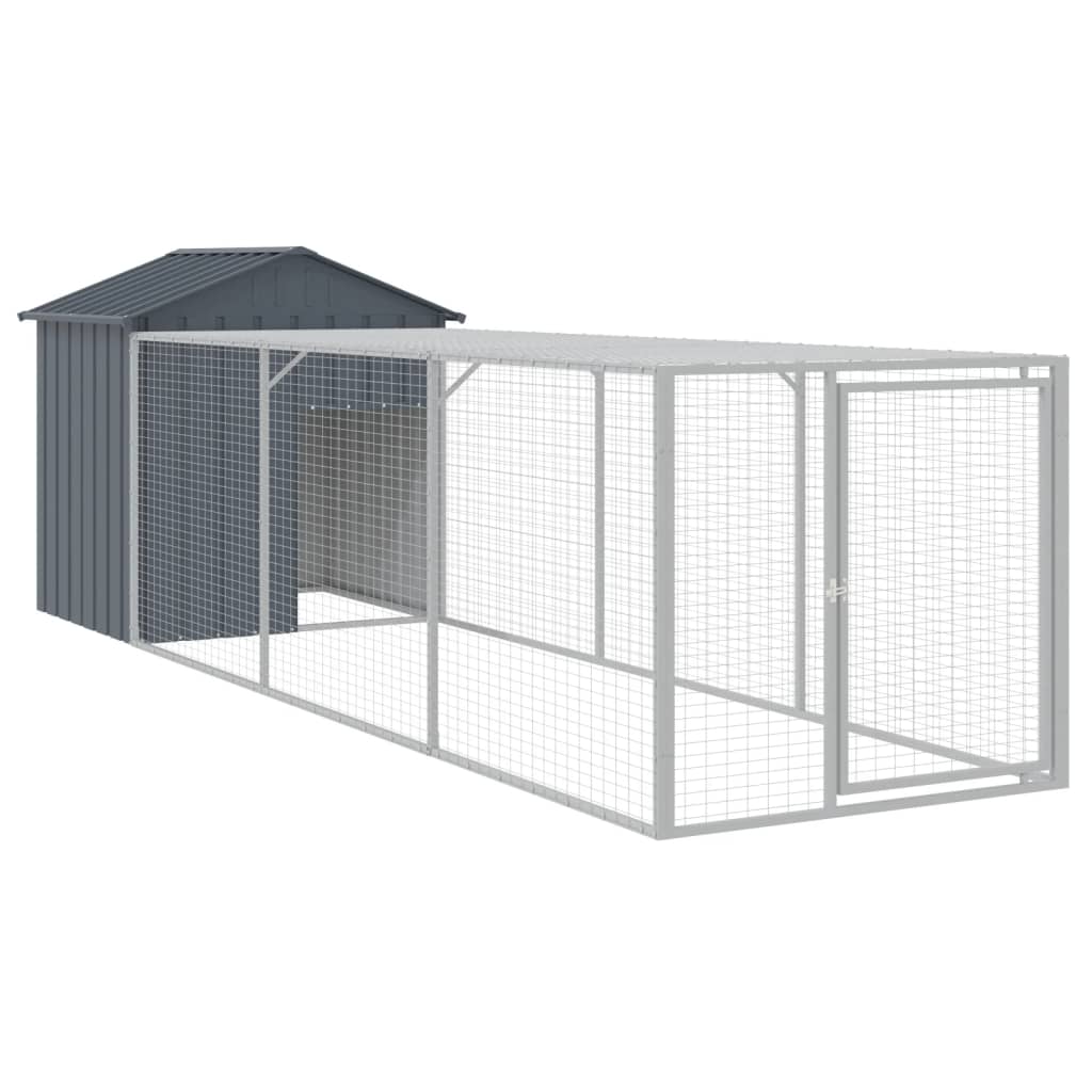 hønsehus med løbegård 117x405x123 cm galvaniseret stål antracit