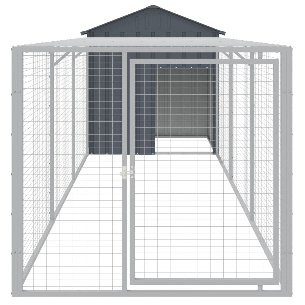 hønsehus med løbegård 117x405x123 cm galvaniseret stål antracit