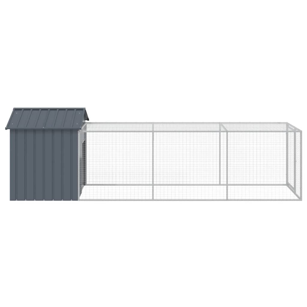 hønsehus med løbegård 117x405x123 cm galvaniseret stål antracit
