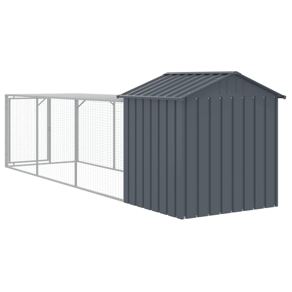 hønsehus med løbegård 117x405x123 cm galvaniseret stål antracit