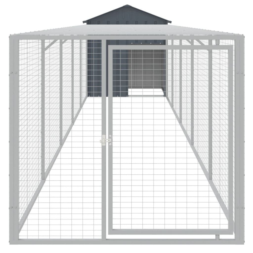 hønsehus med løbegård 117x609x123 cm galvaniseret stål antracit