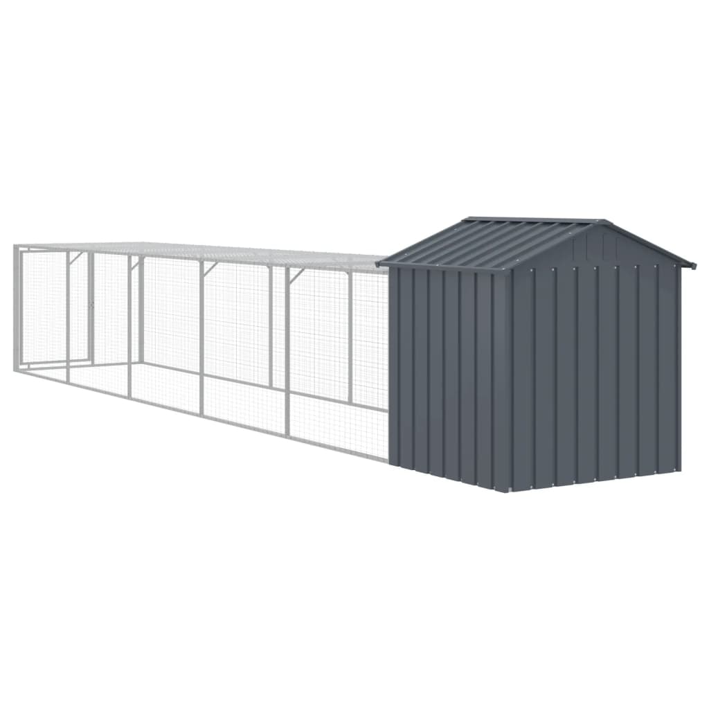 hønsehus med løbegård 117x609x123 cm galvaniseret stål antracit