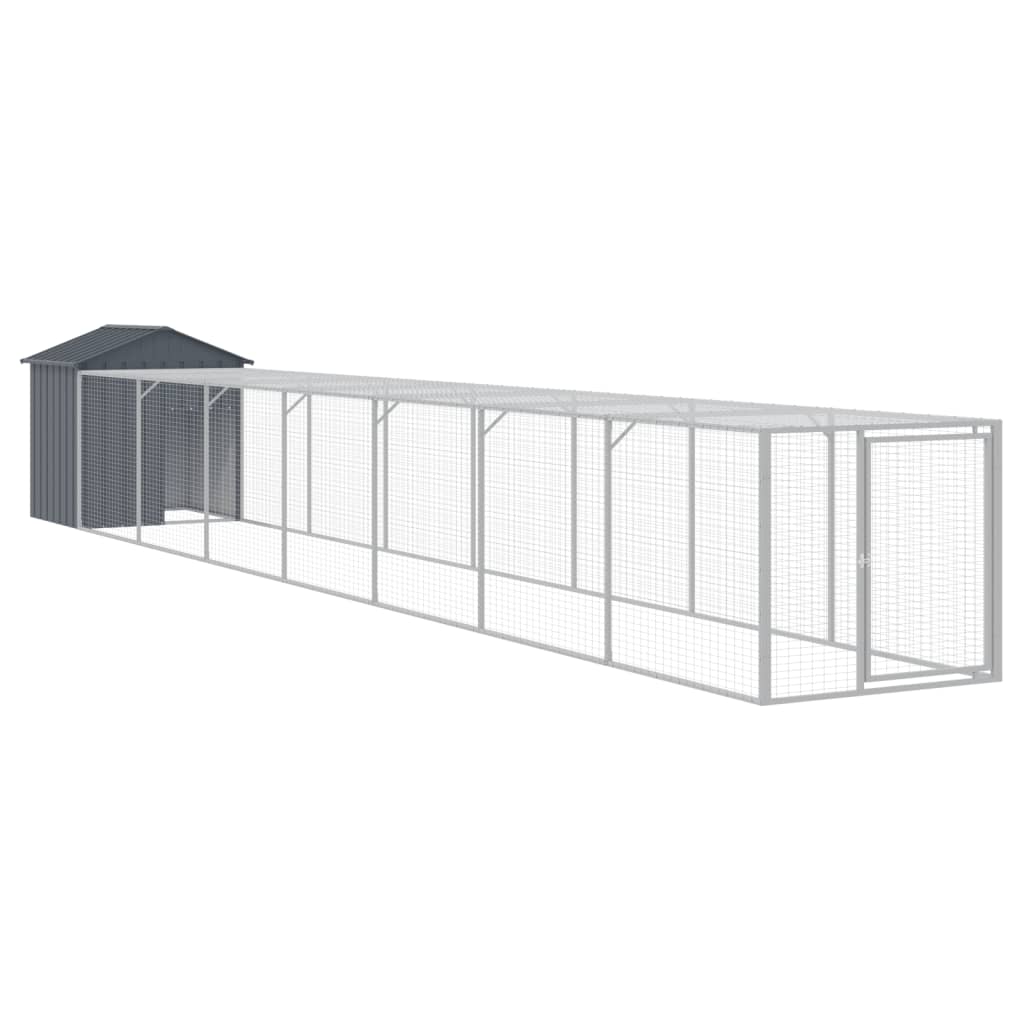 hønsehus med løbegård 117x813x123 cm galvaniseret stål antracit