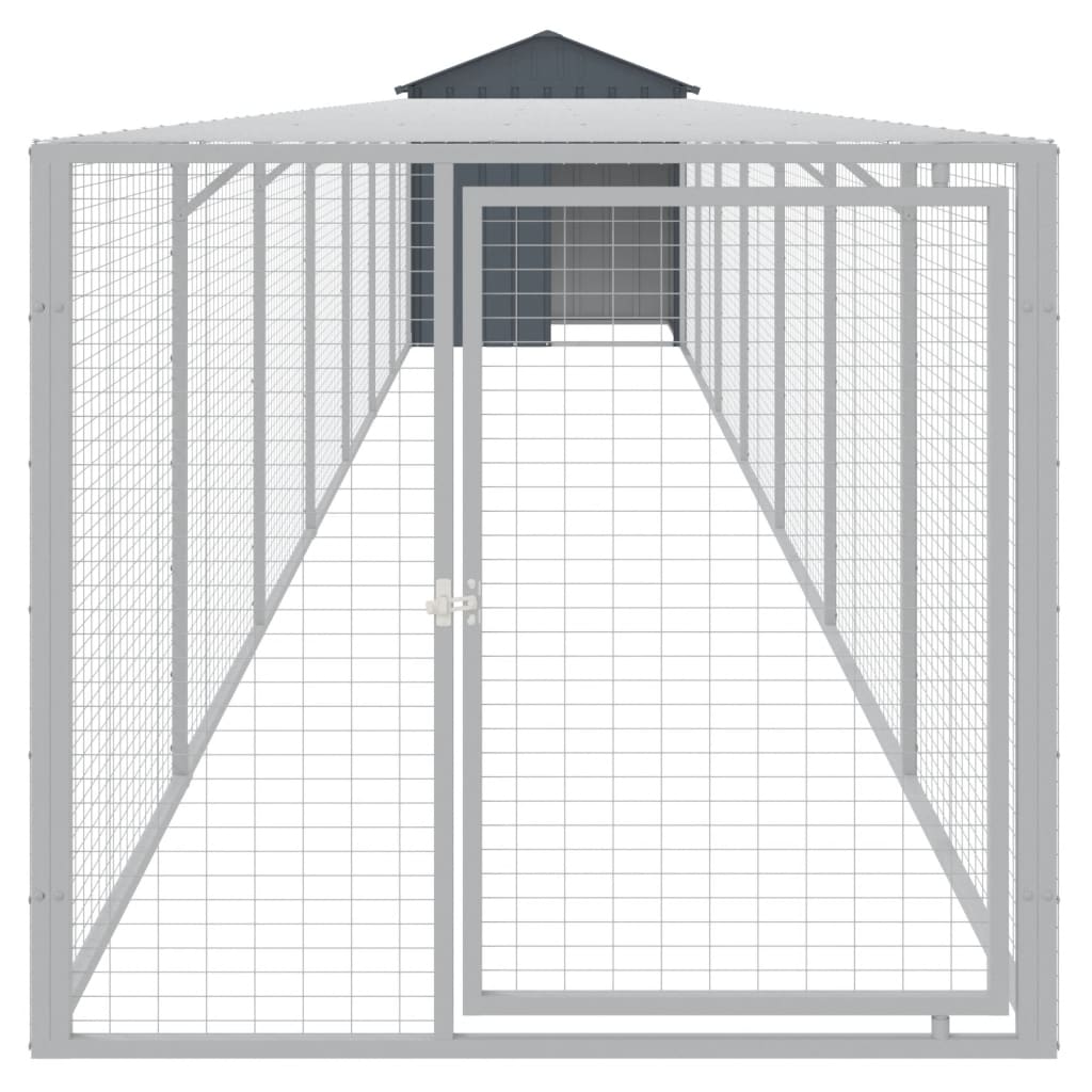 hønsehus med løbegård 117x813x123 cm galvaniseret stål antracit