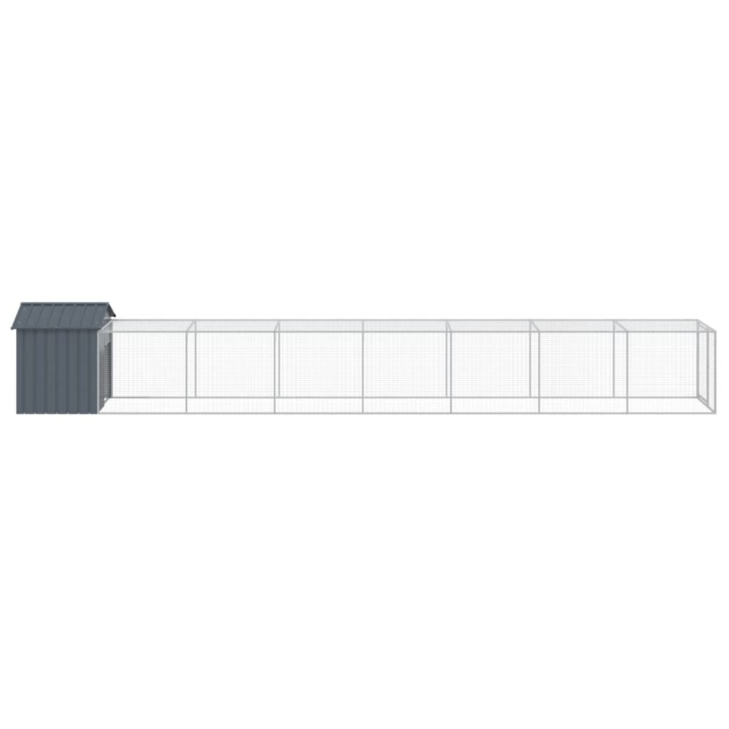 hønsehus med løbegård 117x813x123 cm galvaniseret stål antracit