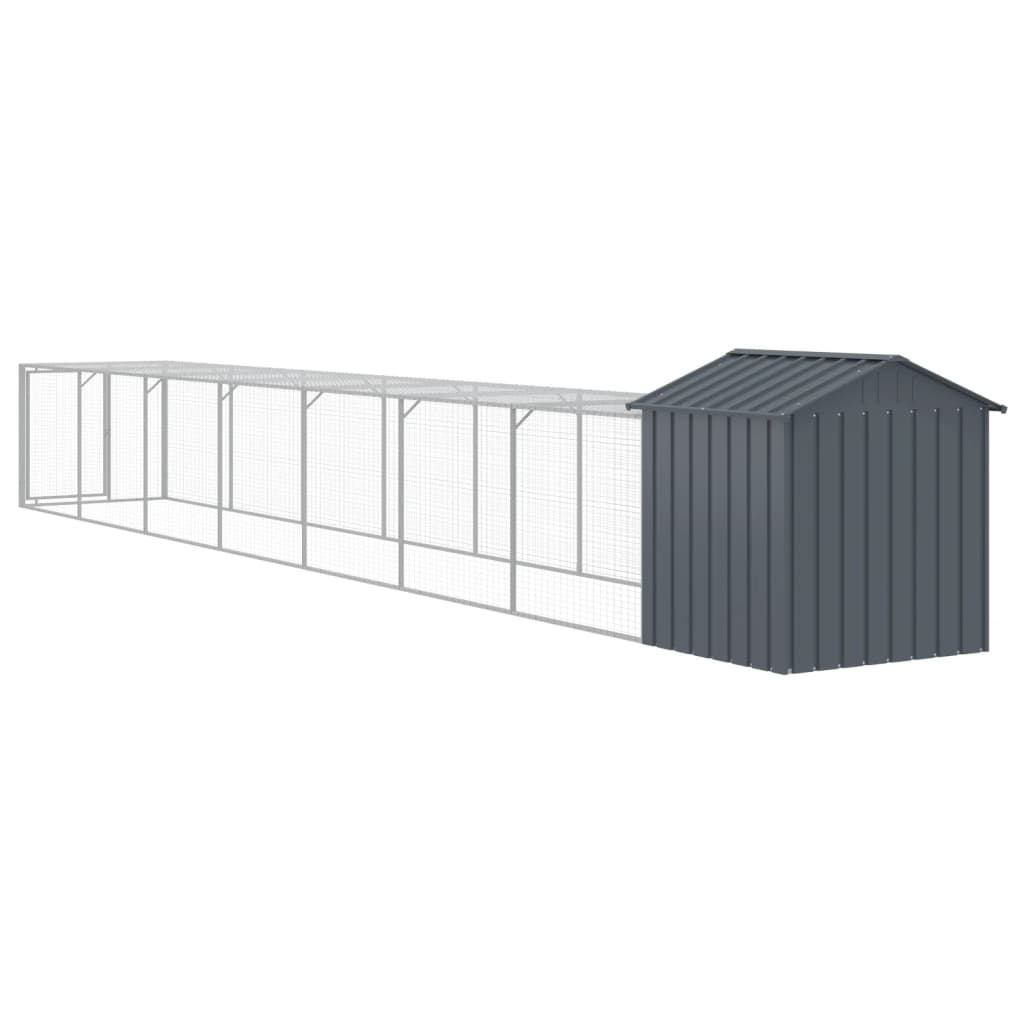 hønsehus med løbegård 117x813x123 cm galvaniseret stål antracit