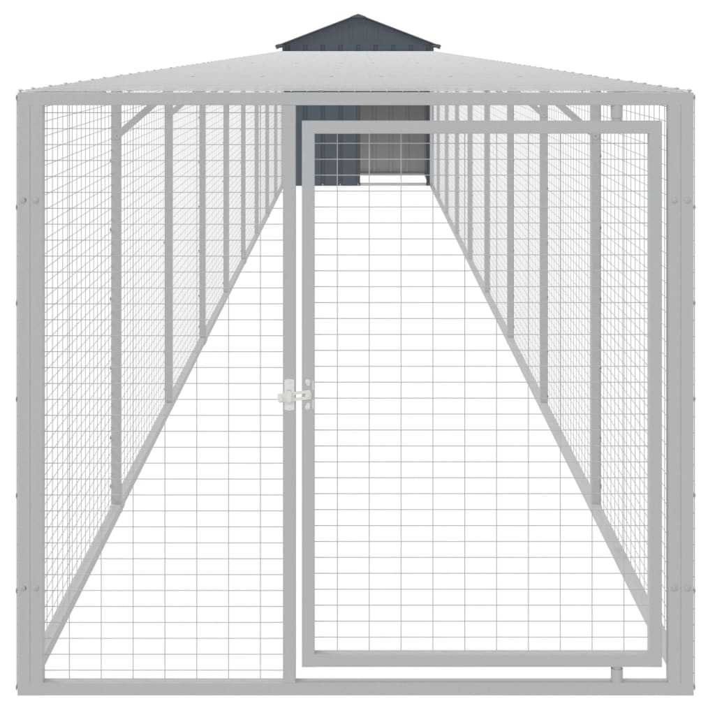 hønsehus m. løbegård 117x1017x123 cm galvaniseret stål antracit