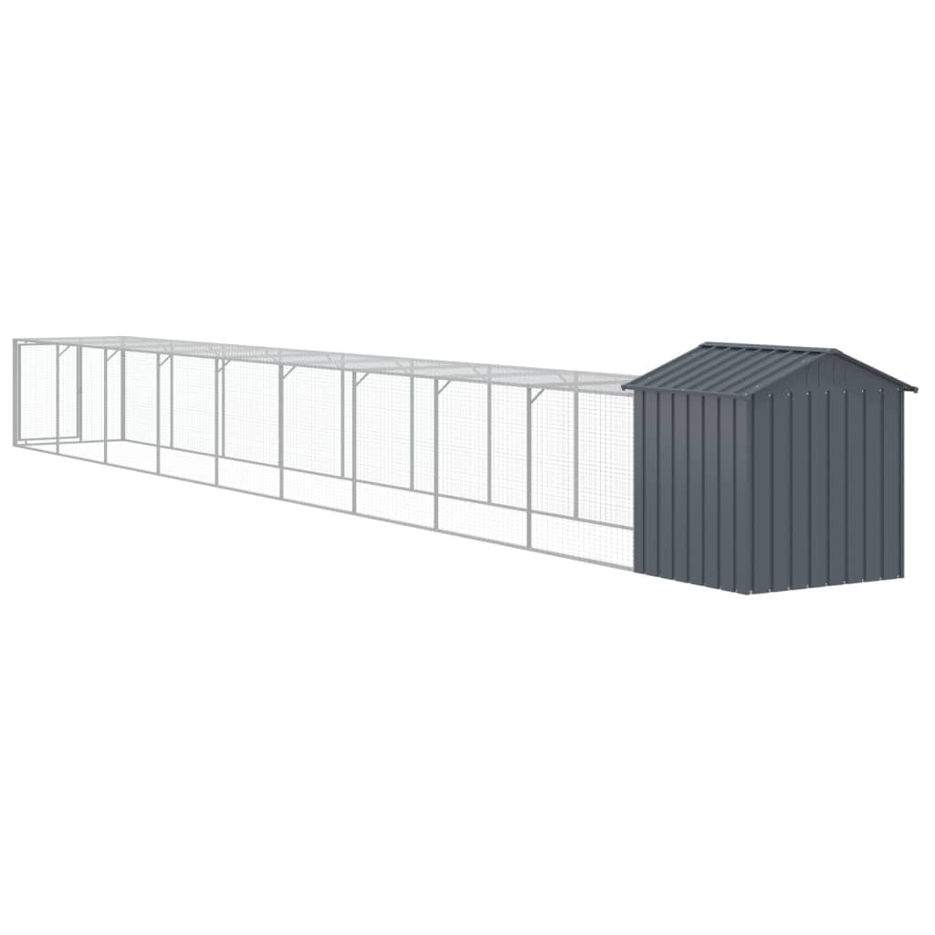 hønsehus m. løbegård 117x1017x123 cm galvaniseret stål antracit