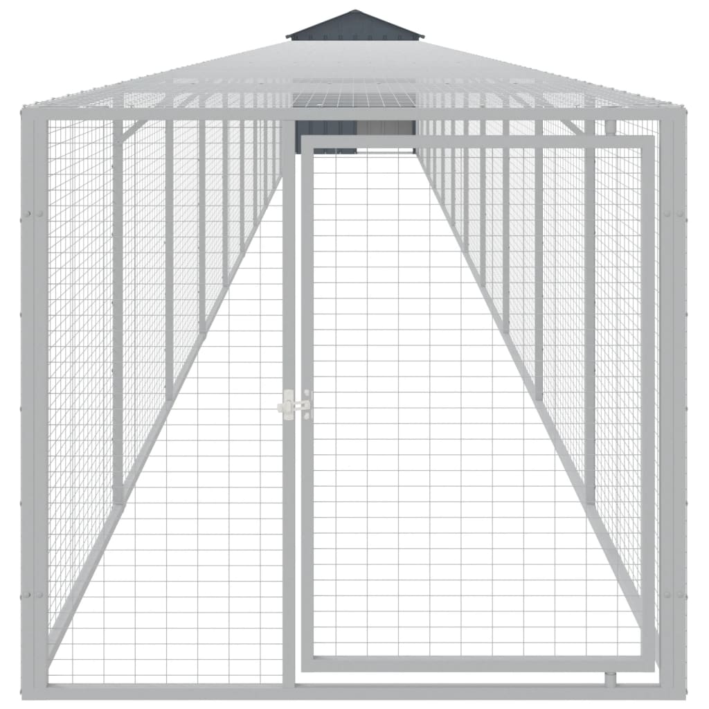hønsehus m. løbegård 117x1221x123 cm galvaniseret stål antracit