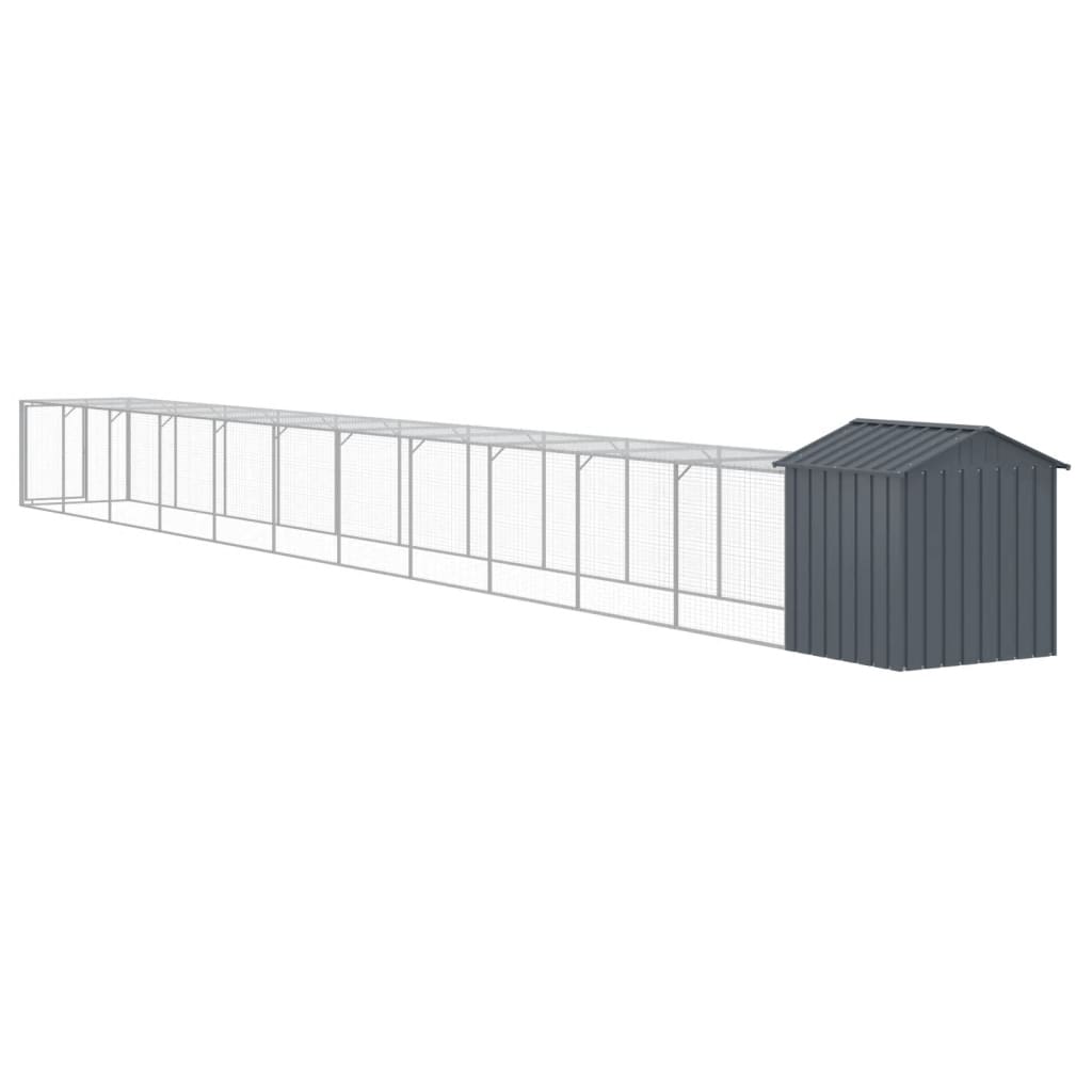 hønsehus m. løbegård 117x1221x123 cm galvaniseret stål antracit