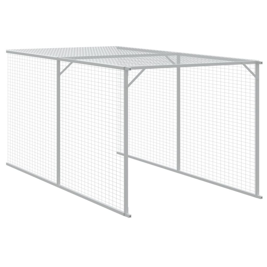 hønsehus med løbegård 117x609x123 cm galvaniseret stål lysegrå