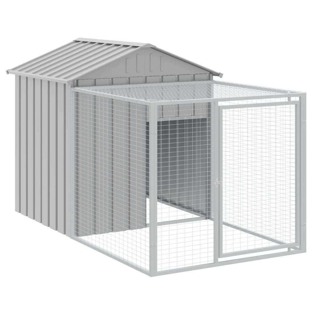 hønsehus med løbegård 117x813x123 cm galvaniseret stål lysegrå