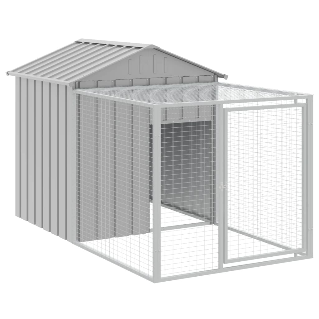 hønsehus med løbegård 117x1221x123 cm galvaniseret stål lysegrå