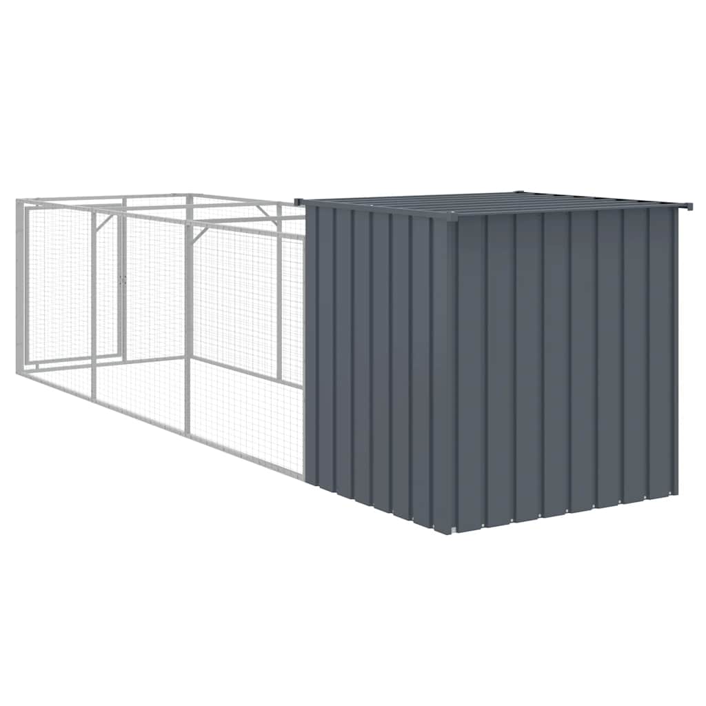 hundehus med løbegård 110x405x110 cm galvaniseret stål antracit