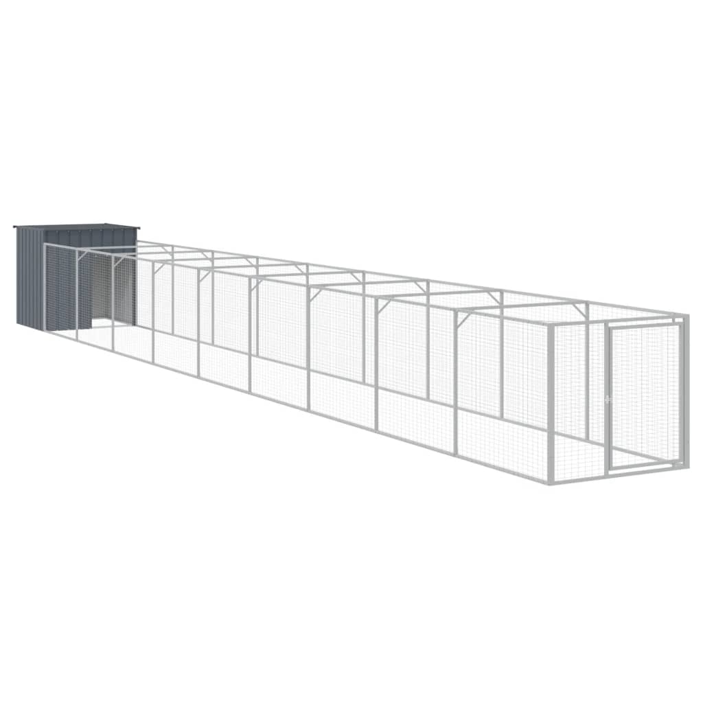 hundehus m. løbegård 110x1017x110 cm galvaniseret stål antracit