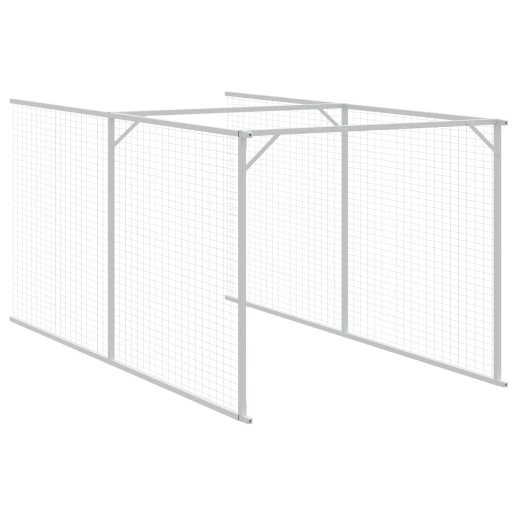 hundehus med løbegård 110x813x110 cm galvaniseret stål lysegrå