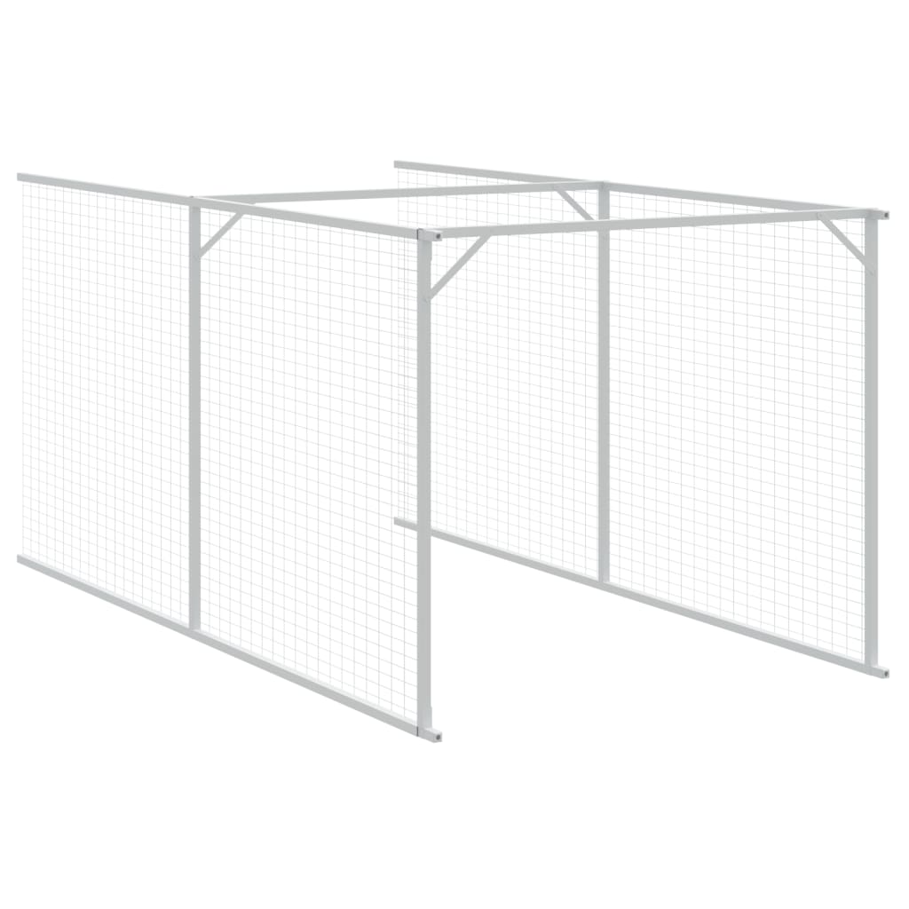 hundehus med løbegård 110x1221x110 cm galvaniseret stål lysegrå